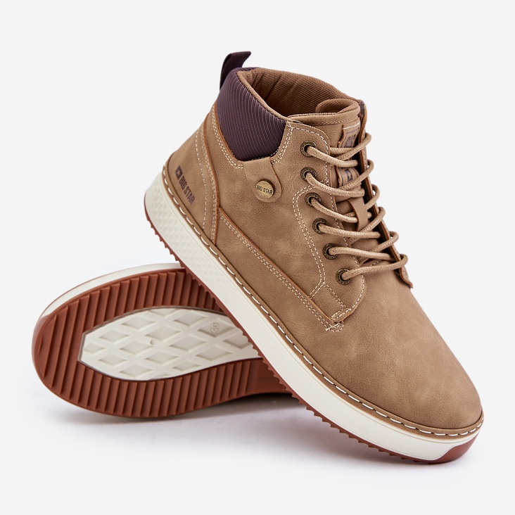 Botas masculinas Big Star com cordões OO174560 sistema Hi-Poly bege 2