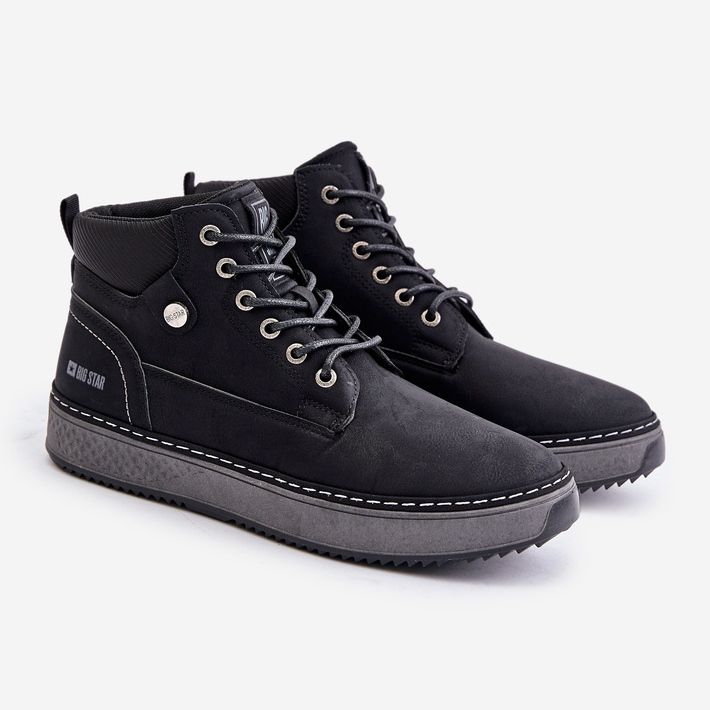 Botas masculinas Big Star com cordões OO174559 Hi-Poly System pretas preto 1 Botas masculinas Big Star com cordões OO174559 Hi-Poly System pretas preto 1