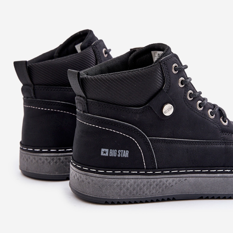 Botas masculinas Big Star com cordões OO174559 Hi-Poly System pretas preto 2