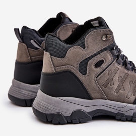 News Sapatos de trekking masculinos isolados com cadarços cinza Zerista 2