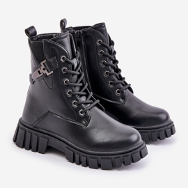 News Botins isolados de menina com zíper e decoração, Preto Zinnirella 1