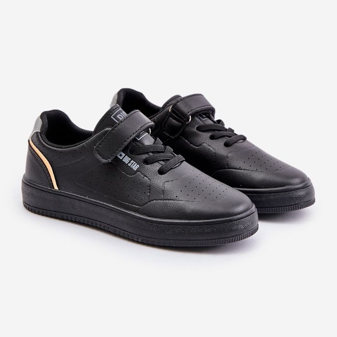 Tênis infantil em couro ecológico com velcro Big Star OO374004 preto 1