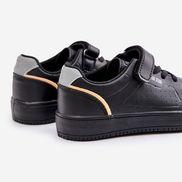 Tênis infantil em couro ecológico com velcro Big Star OO374004 preto 2