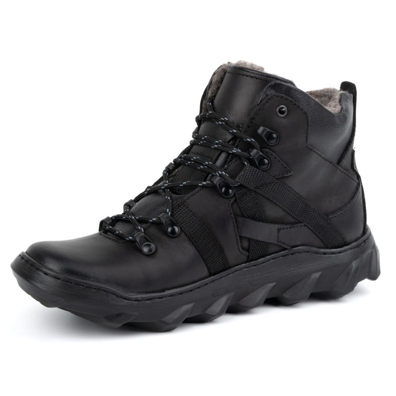 Olivier Botas masculinas de inverno com isolamento de couro 151KZ, pretas preto 1