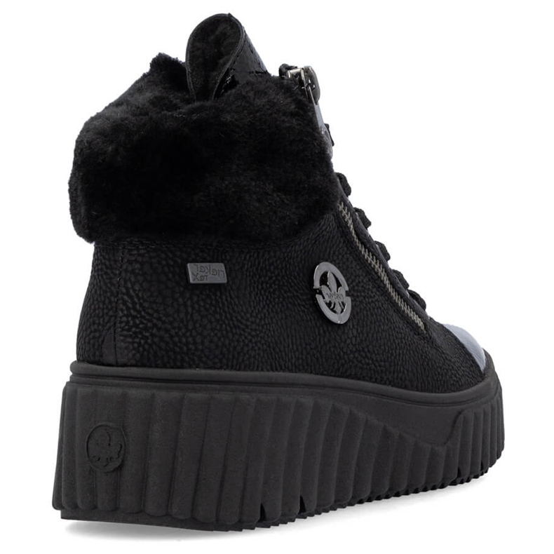Botas femininas impermeáveis ​​pretas de cunha Rieker N2505-00 preto 1