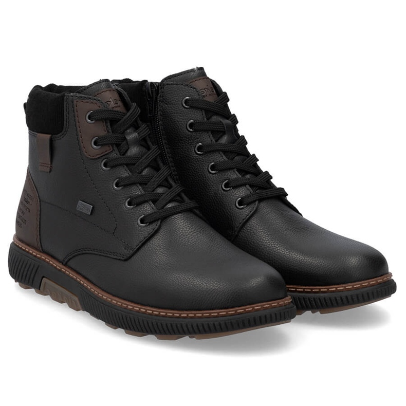 Botins masculinos impermeáveis ​​de couro com isolamento, pretos Rieker B3343-00 1
