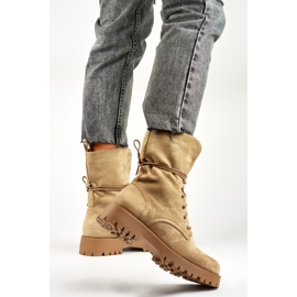 Botins femininos em camurça com cadarço, bege DE1051S-KH 1