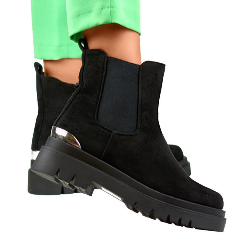 Botas Chelsea femininas de camurça, pretas, XJ-351B preto 1