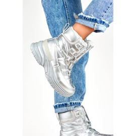 Botas de neve femininas, botas prateadas brilhantes 22-PY16061SI prata 1