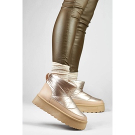 Botas femininas de neve com plataforma bege e dourada J2-38-BR 1