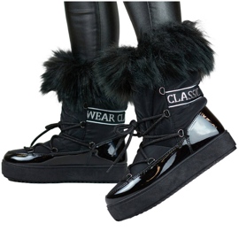 Botas femininas de neve com pele, pretas 5705-1B preto 1