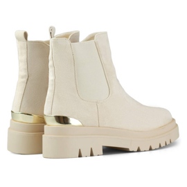 Botas femininas de camurça Chelsea, bege XJ-351BE 1