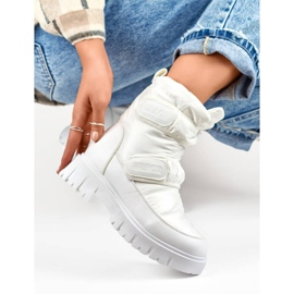 Botas femininas de neve com velcro, brancas JH-1W branco 1