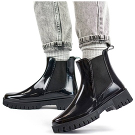 Botas Chelsea femininas com sola grossa, pretas YX227-1B preto 1