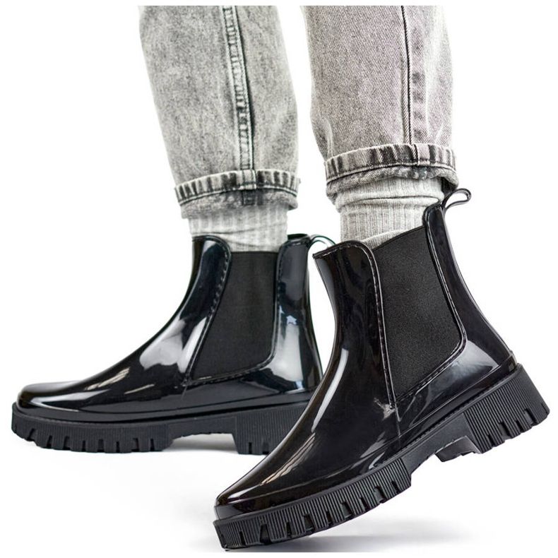 Botas Chelsea femininas com sola grossa, pretas YX227-1B preto 1