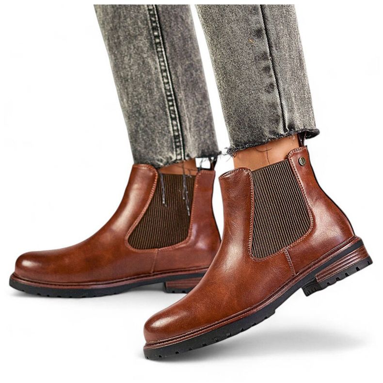 Botas Chelsea com isolamento feminino, marrom, GD-WL71C castanho 1