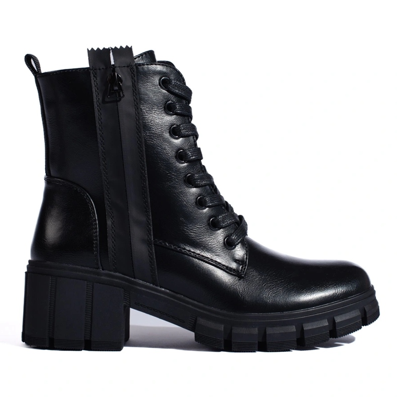 Botins de mulher com atacadores preto 1