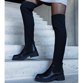 Botas longas pretas com parte superior elástica da Daryl preto 1