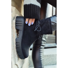 Botins femininos com cano elástico, atacadores, pretos DE1127S-B 1