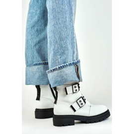 Botas femininas lacadas com fivelas, brancas 250007W-PU branco 2