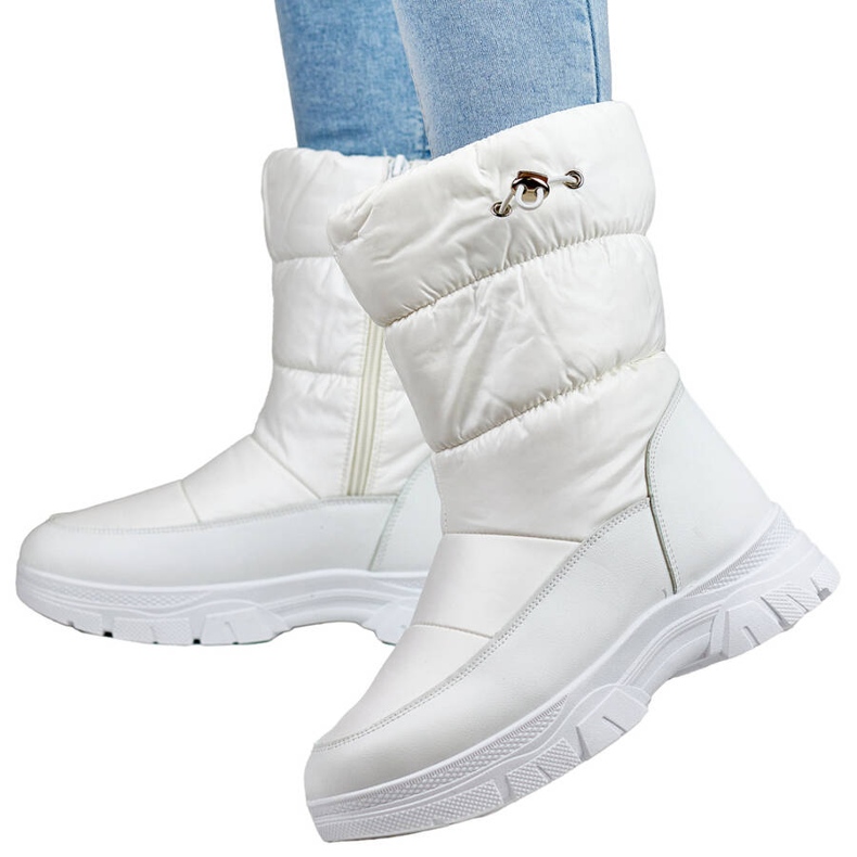 Botas de neve femininas com punho, brancas 3537W branco 1
