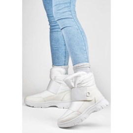 Botas de neve femininas com velcro, brancas 3535W branco 1