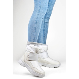 Botas de neve femininas com velcro, brancas 3535W branco 2