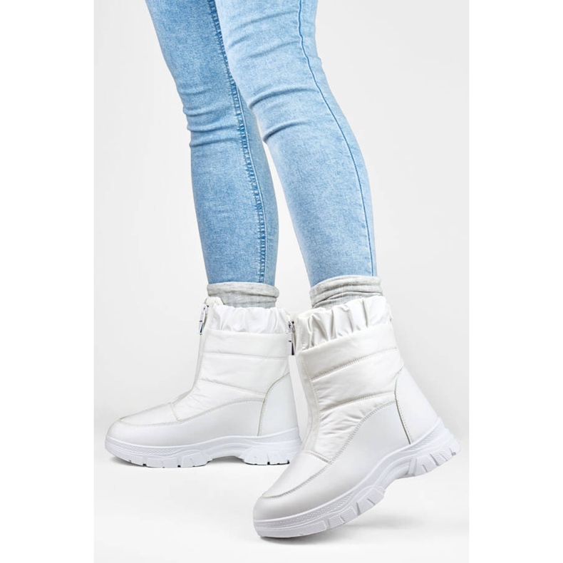 Botas femininas de neve com zíper, brancas 3555-2-W branco 1 Botas femininas de neve com zíper, brancas 3555-2-W branco 1
