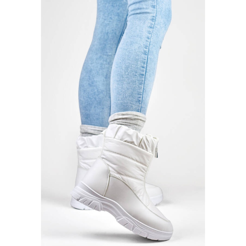 Botas femininas de neve com zíper, brancas 3555-2-W branco 2 Botas femininas de neve com zíper, brancas 3555-2-W branco 2