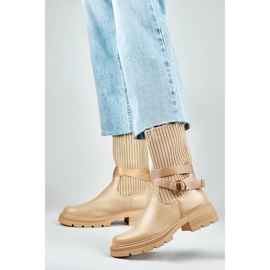 Botas femininas com cano flexível, sem isolamento, bege YQ41KH 1 Botas femininas com cano flexível, sem isolamento, bege YQ41KH 1