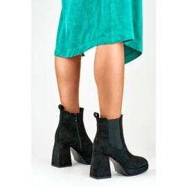 Botins femininos em camurça, pretos, 7987B bege 1