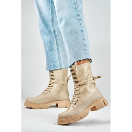 Botins femininos sem isolamento, bege JH21-31BE 1 Botins femininos sem isolamento, bege JH21-31BE 1