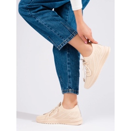 Tênis esportivo feminino de tecido leve Shelovet bege 2