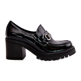 Zazoo 20175 sapatos femininos de couro envernizado com salto alto, couro natural, preto 4