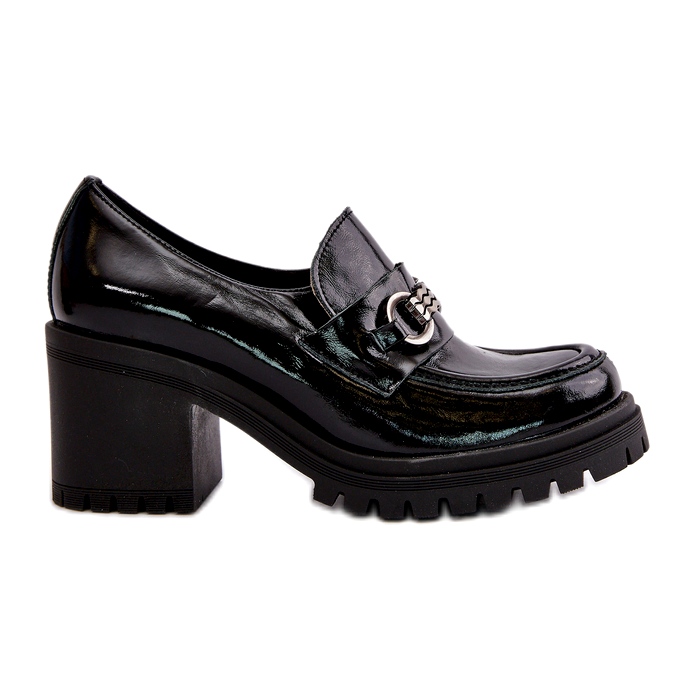 Zazoo 20175 sapatos femininos de couro envernizado com salto alto, couro natural, preto 4