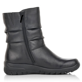 Botins femininos de couro impermeável com isolamento de lã Rieker Tex Z7193-00 preto 1
