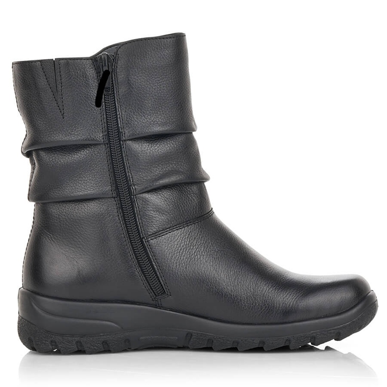 Botins femininos de couro impermeável com isolamento de lã Rieker Tex Z7193-00 preto 1