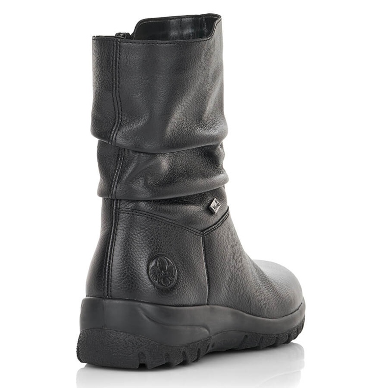Botins femininos de couro impermeável com isolamento de lã Rieker Tex Z7193-00 preto 2