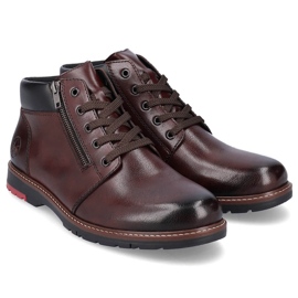Botas masculinas confortáveis ​​de couro forradas com lã, marrom Rieker 10502-25 castanho 1