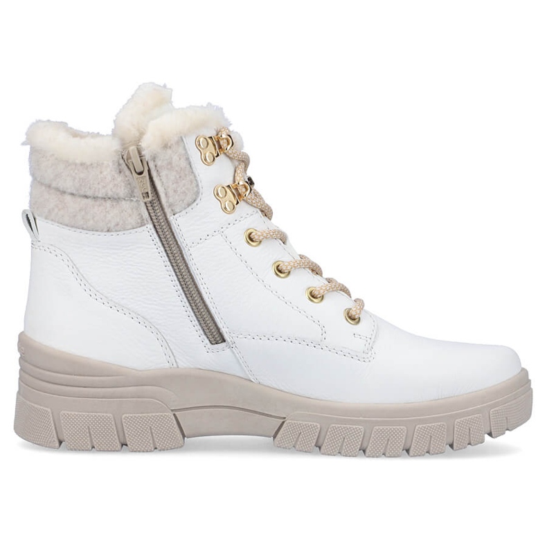 Botins femininos impermeáveis ​​de couro com isolamento de lã, branco Remonte D0E71-80 1