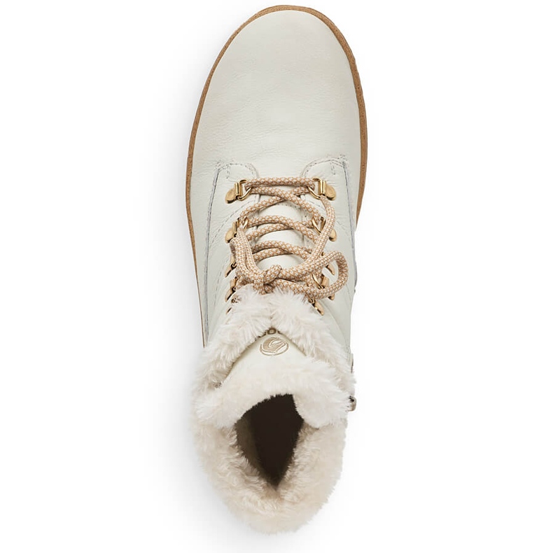 Botins femininos impermeáveis ​​de couro com isolamento de lã, branco Remonte R8480-80 1