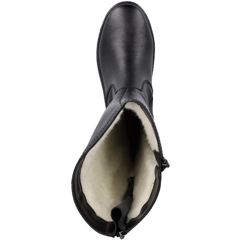 Botas de neve impermeáveis ​​de couro isoladas com lã de ovelha Rieker preto 1