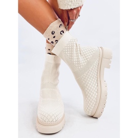 Botas tipo meia com padrão Rueda Beige bege 2 Botas tipo meia com padrão Rueda Beige bege 2