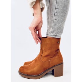 Botas de salto de borracha Linzi Camel castanho 2