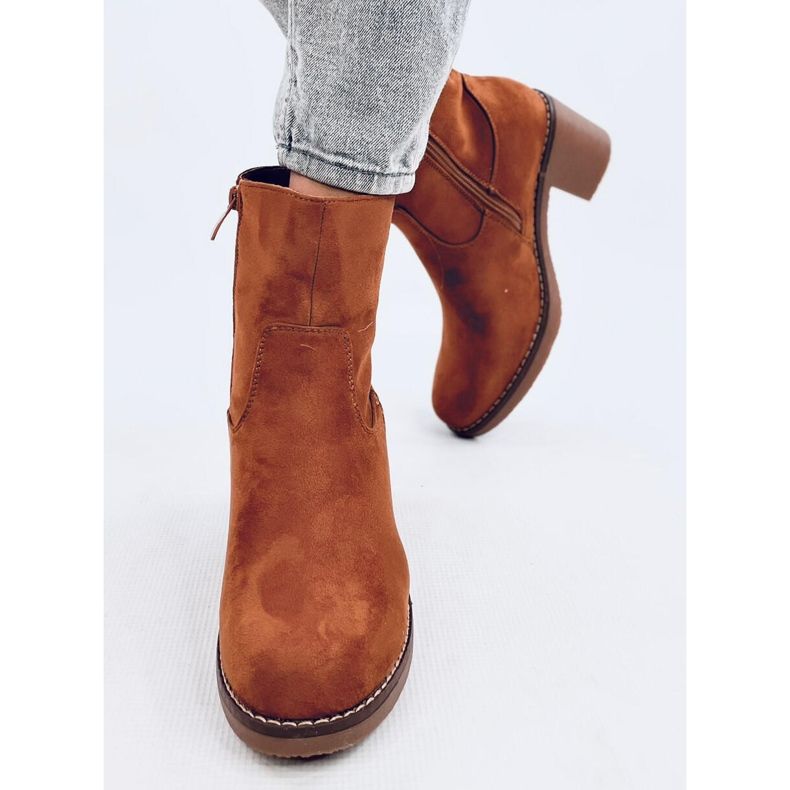 Botas de salto de borracha Linzi Camel castanho 1