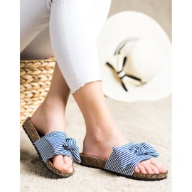 Sandália às riscas Vinceza branco azul 2