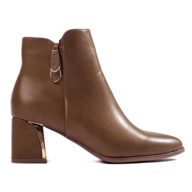 Botas femininas de salto alto Shelovet marrons bege 1