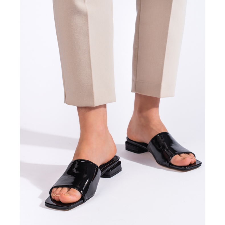 Goodin Mulas pretas clássicas de salto alto para mulher preto 1