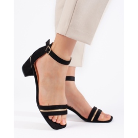 Sandália de salto alto em camurça preta preto 1