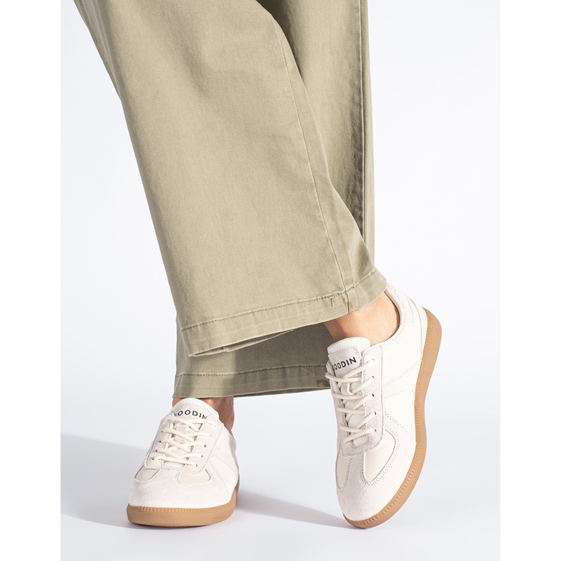 Goodin Tênis feminino de couro bege 1